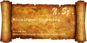 Nicsinger Szabolcs névjegykártya